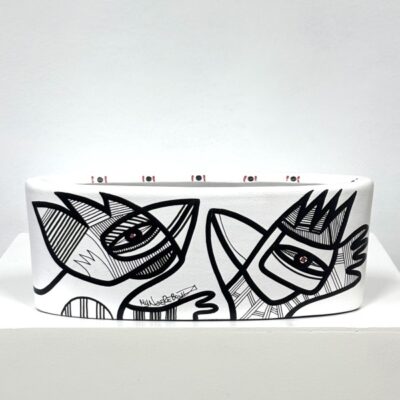 Black & White Collection, Ceramic oval pot,